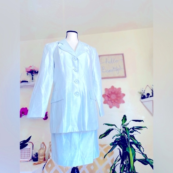 Vintage Lew Magram Collection Light Blue Jacket and Skirt 2-Piece Suit - Picture 1 of 9